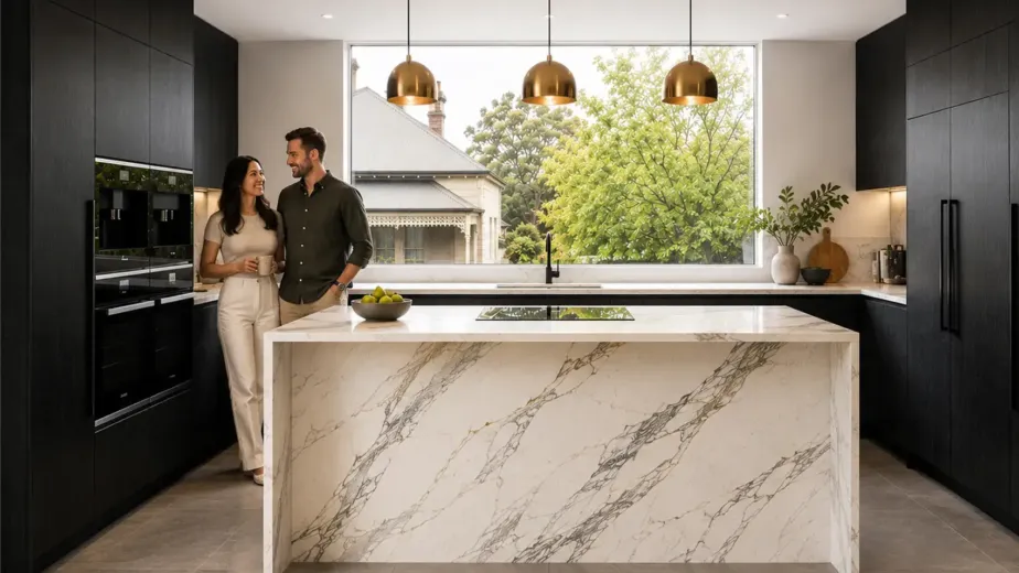 Custom built-in cabinetry in a Melbourne home showing made-to-measure storage, shelving and premium joinery finishes.